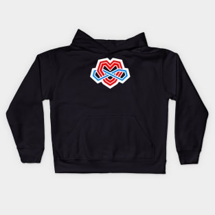 Polyamorous Pride Infinity Heart Symbol - Poly - White Red Blue - Polyamory Kids Hoodie